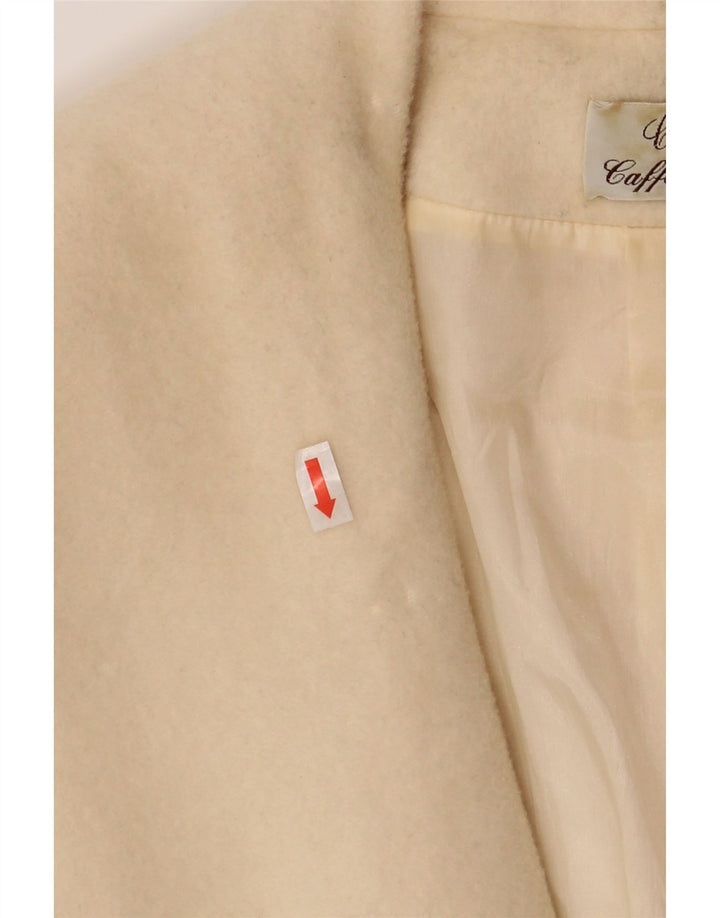 VINTAGE Womens 3/4 Sleeve 1 Button Blazer Jacket IT 42 Medium Beige Wool Vintage Vintage and Second-Hand Vintage from Messina Hembry 