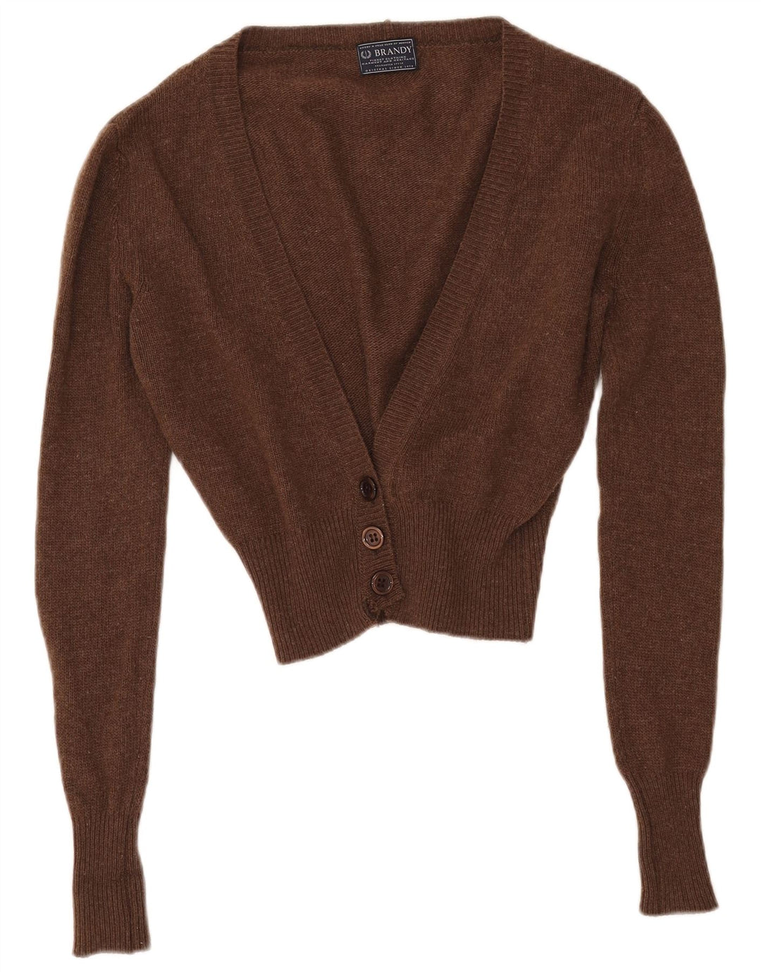 VINTAGE Womens Crop Cardigan Sweater UK 14 Medium Brun lammeuld