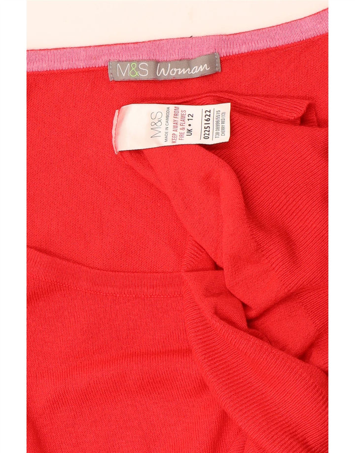 MARKS & SPENCER Dame Boat Neck Jumper Sweater UK 12 Medium Red