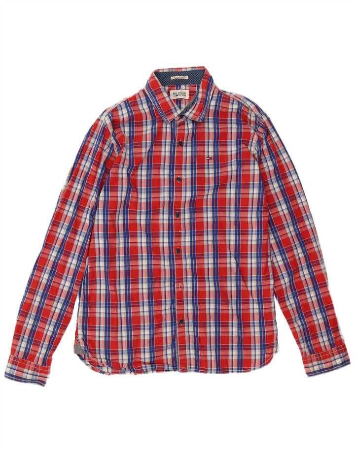 TOMMY HILFIGER Drengeskjorte 15-16 år Stor rødternet bomuld