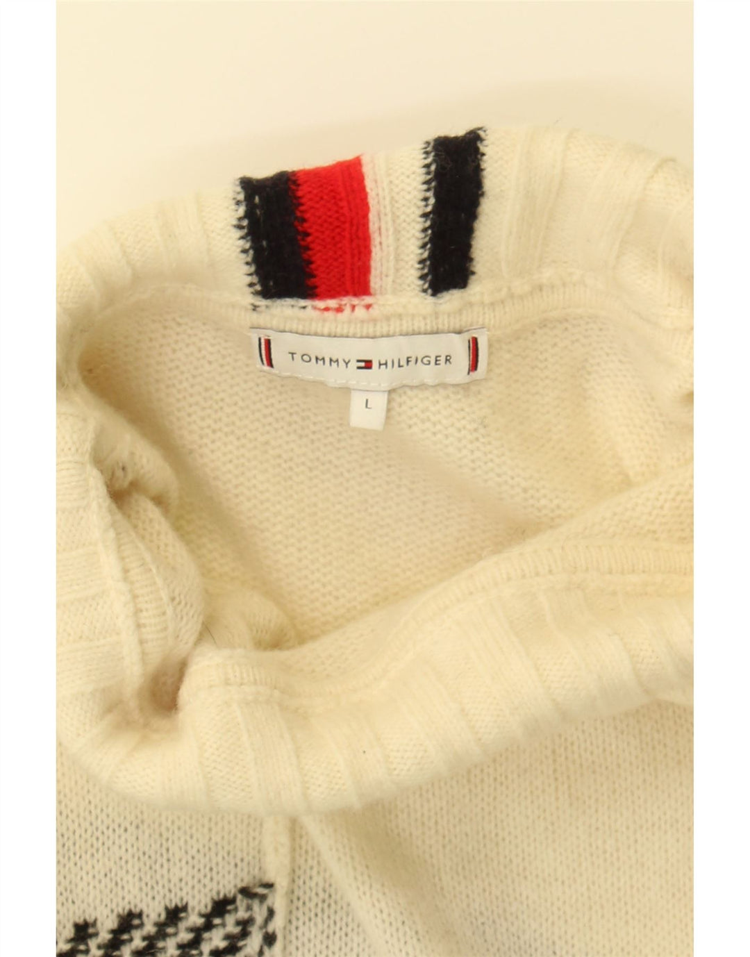 TOMMY HILFIGER Womens Turtle Neck Jumper Sweater UK 16 Large Off White Vintage Tommy Hilfiger and Second-Hand Tommy Hilfiger from Messina Hembry 