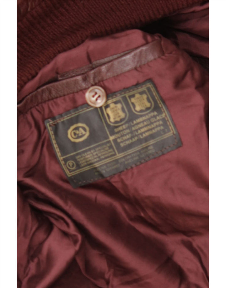 C&A Herre Læderjakke UK 38 Medium Burgundy Læder