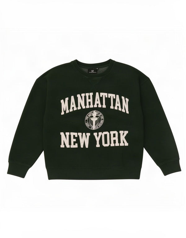 Zara Womens Crop Graphic Oversized Sweatshirt Jumper UK 10 Small Green