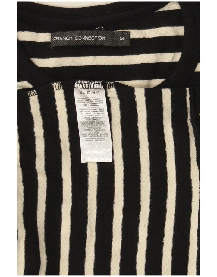 French Connection Herre T-Shirt Top Medium Sort Stribet Bomuld