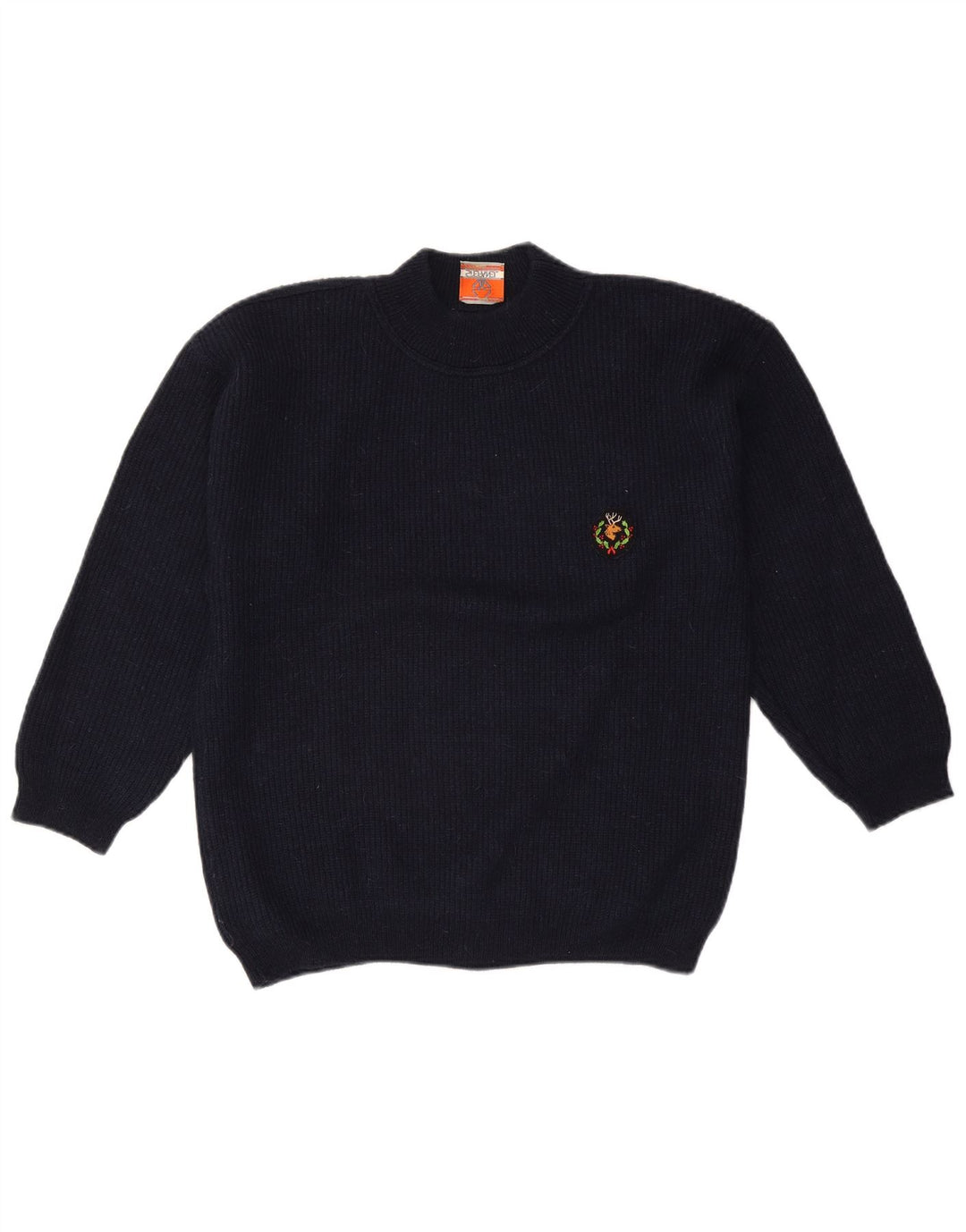 STEFANEL Herre Turtle Neck Jumper Sweater Small Navy Blue Uld