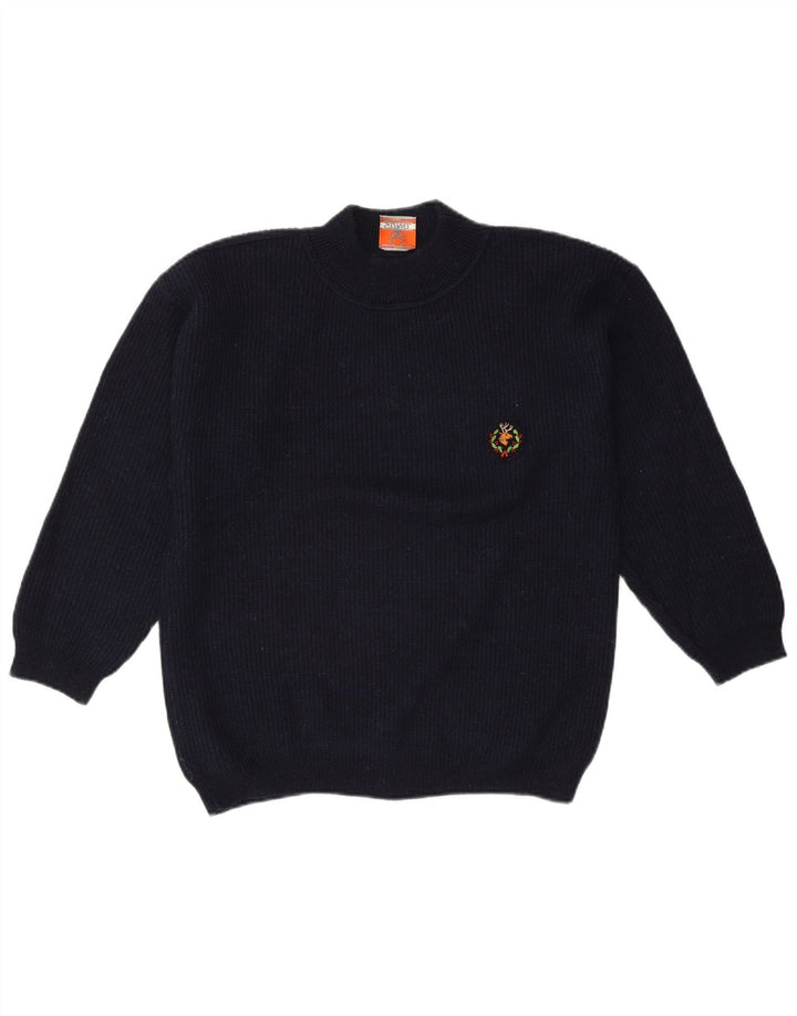 STEFANEL Herre Turtle Neck Jumper Sweater Small Navy Blue Uld