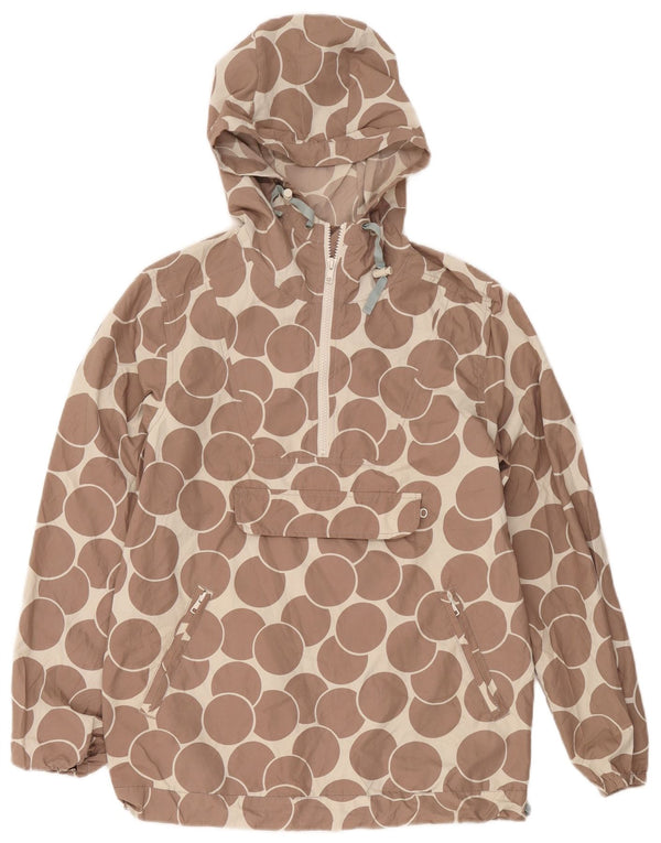 Boden Dame Hættetrøje Regnjakke UK 12 Medium Brun Geometrisk