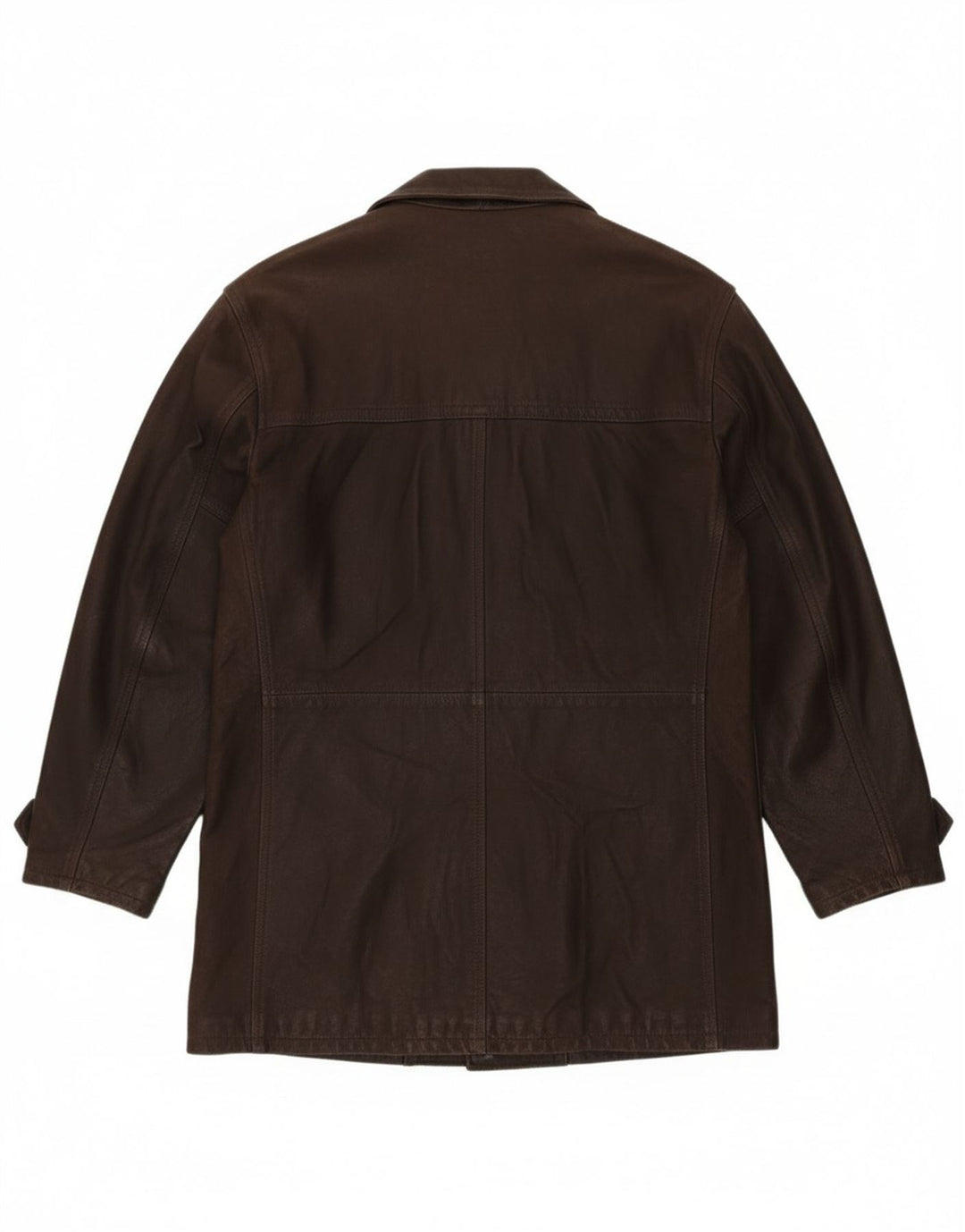 Vintage herre dobbeltradet læderfrakke IT 54 2XL brunt læder