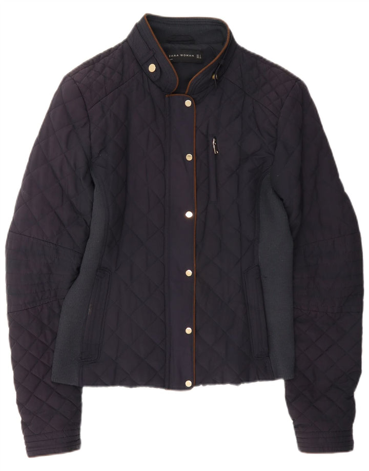 Zara Quiltet jakke til kvinder UK 10 Small Navy Blue
