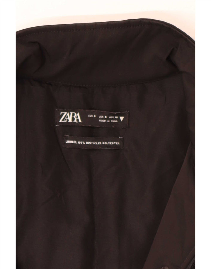Zara Womens Crop Oversized Bomber Jacket UK 10 Small Black