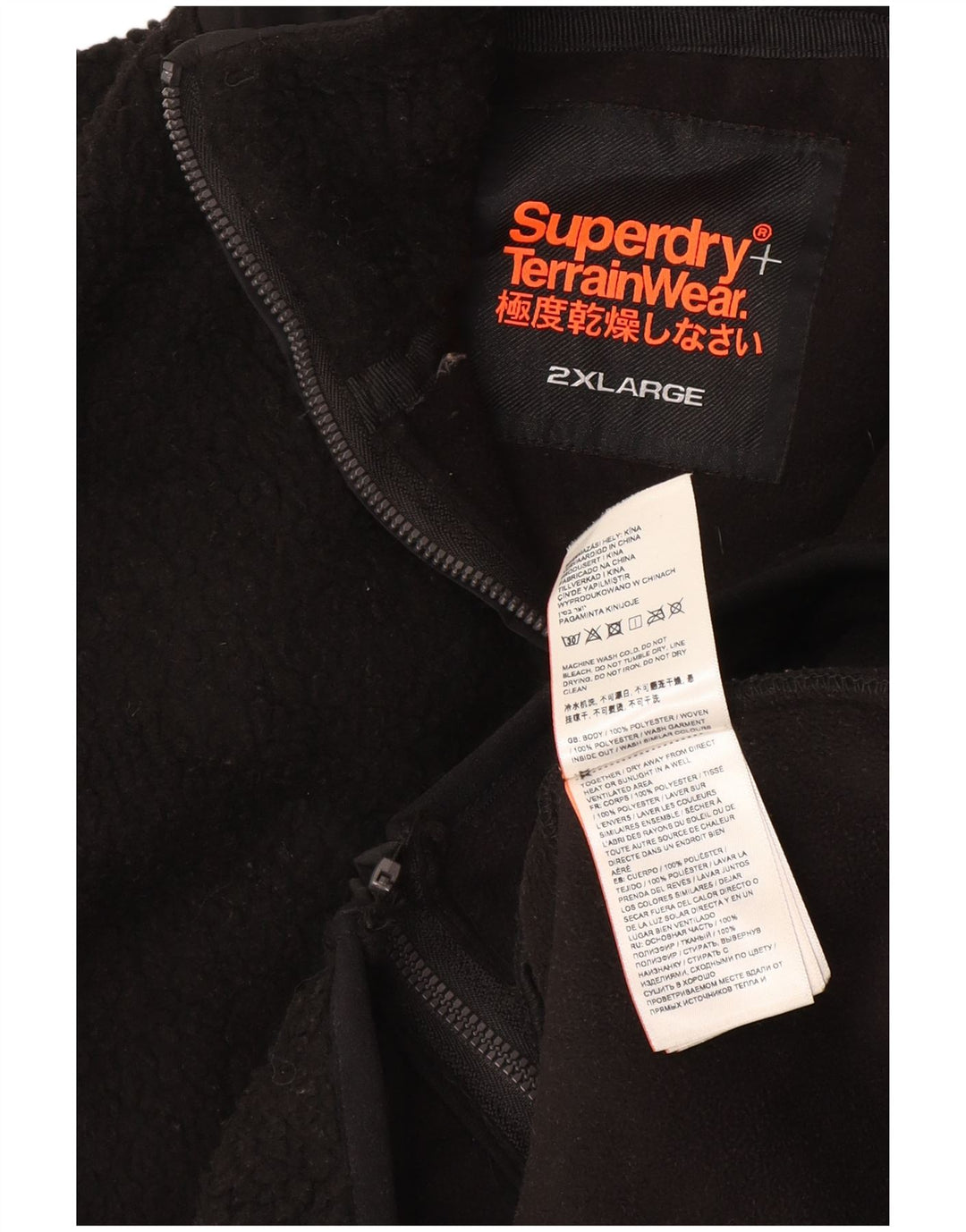 Superdry Fleecejakke til mænd UK 44 2XL Sort Polyester