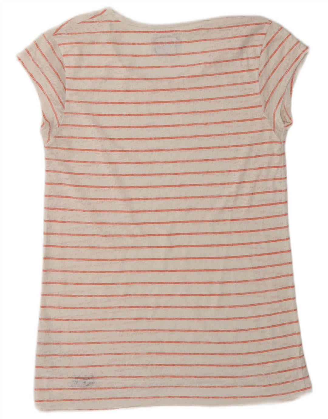 SUPERDRY Womens T-Shirt Top UK 6 XS Off White Striped Polyester