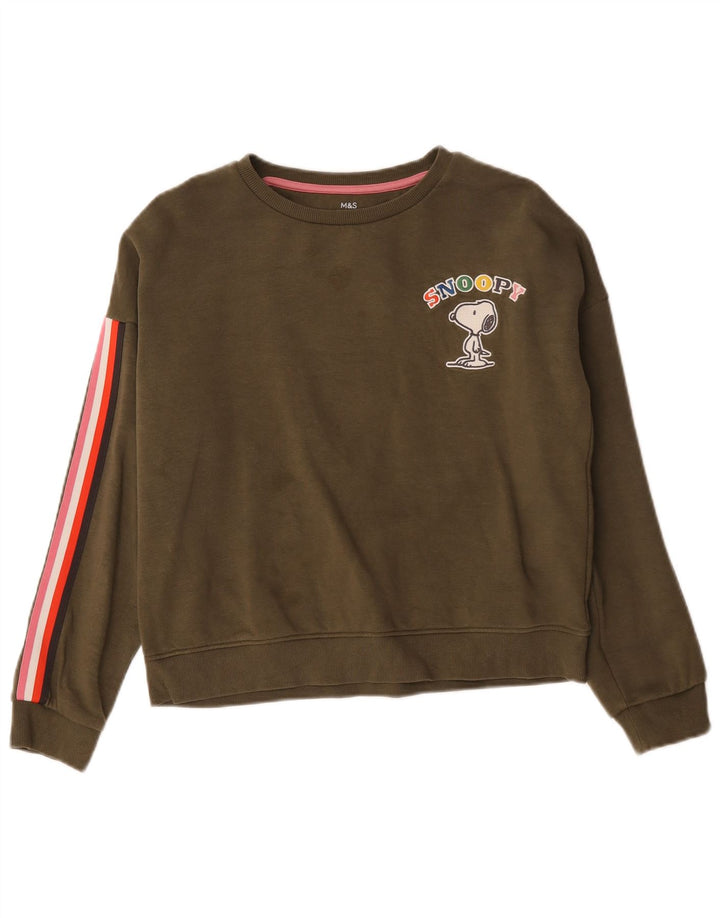 Marks & Spencer Girls Peanuts Sweatshirt Jumper 13-14 år Khaki