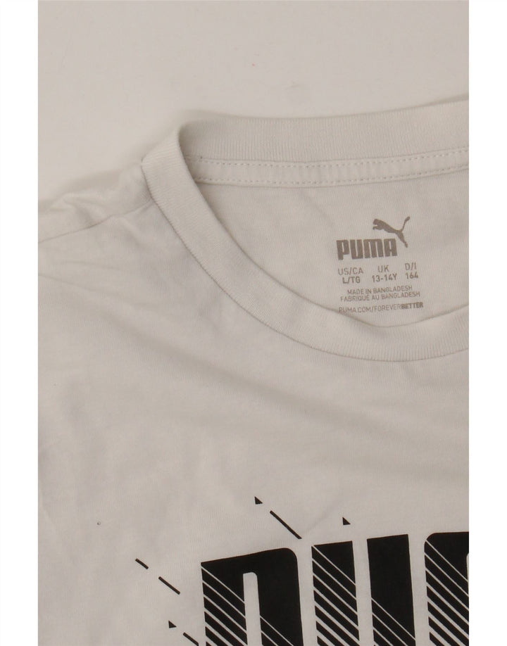 Puma Boys Grafisk T-Shirt Top 13-14 år Hvid