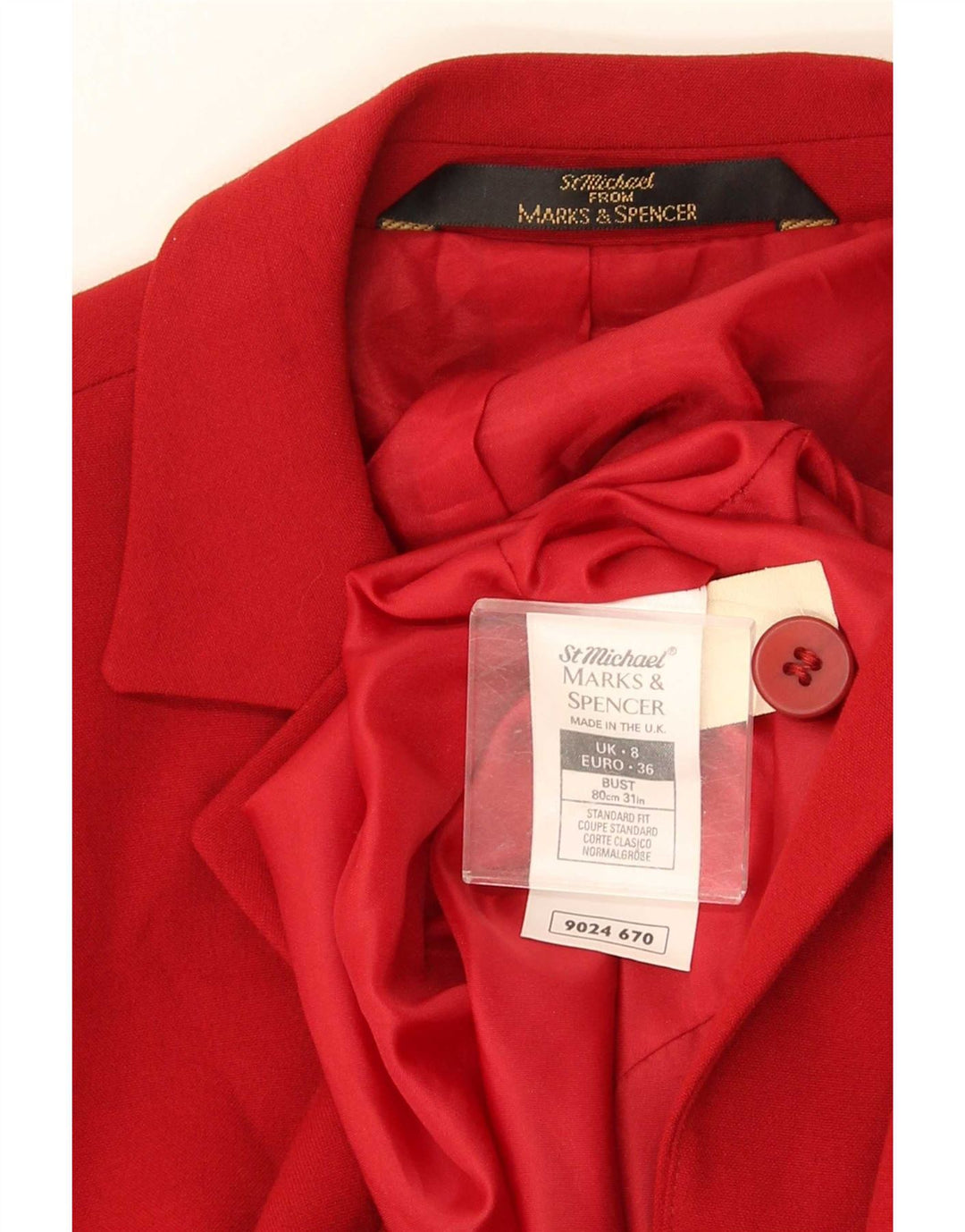 Marks & Spencer Dame St. Michael Longline Blazer Jacket UK 8 Small Red