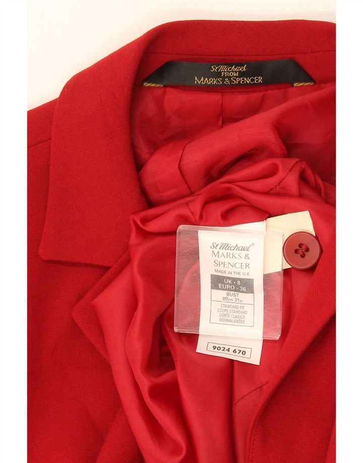 Marks & Spencer Dame St. Michael Longline Blazer Jacket UK 8 Small Red