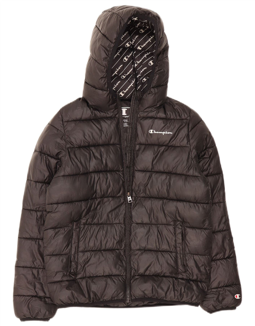 Champion drenge hættepolstret jakke 13-14 år XL Sort polyester