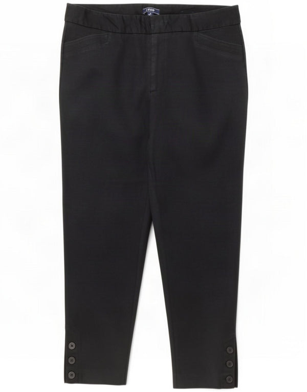 Izod Womens Cropped Trousers US 14 XL W36 L25 Black Cotton