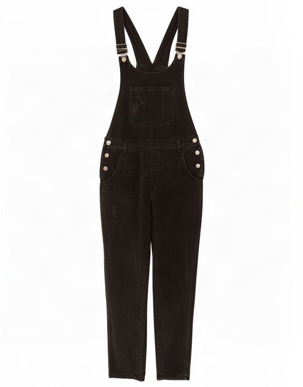 Topshop Womens Moto Dungarees Tapered Jeans UK 10 Small W32 L25 Black