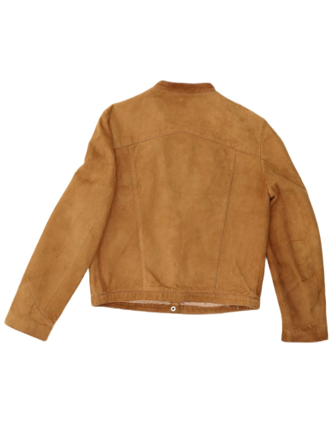 Vintage Dame Crop Ruskind Bomber Jacket UK 12 Medium Beige Læder