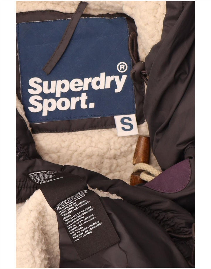 Superdry Sherpa polstret frakke med hætte til mænd UK 10 Lille grå polyester