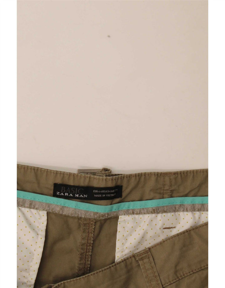 Zara Mens Chino Shorts EU 44 Large W34 Khaki