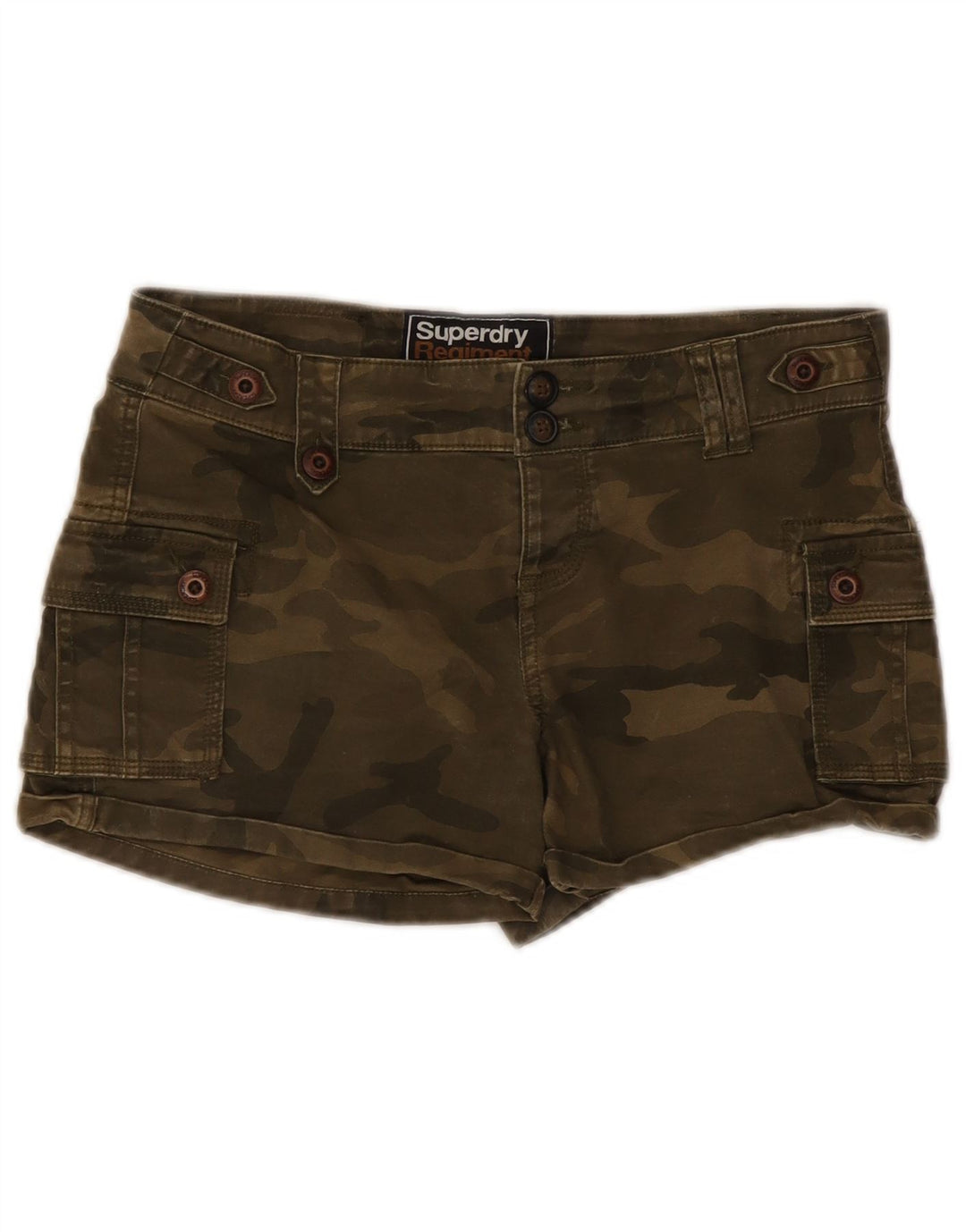 Superdry Cargo Shorts til kvinder Small W30 Khaki Camouflage Bomuld