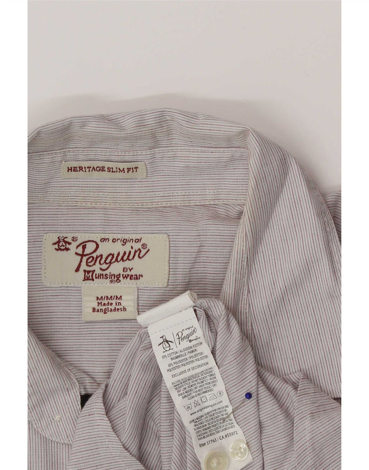 Penguin Heritage Slim Fit Skjorte Medium White Pinstripe Bomuld