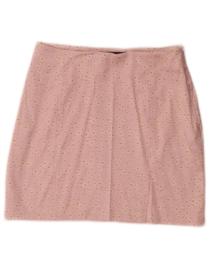 Zara Dame Mini-nederdel Small W26 Pink Blomster Syntetisk