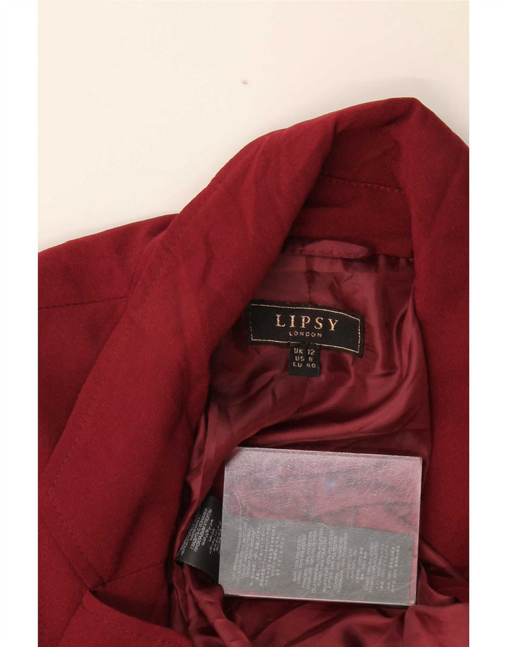 Lipsy Womens Open Blazer Jacket UK 12 Medium Burgundy Polyester