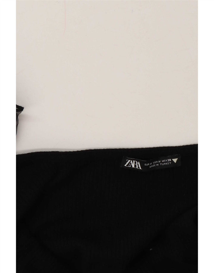 Zara Womens Flæse Front Crop Top UK 12 Medium Sort