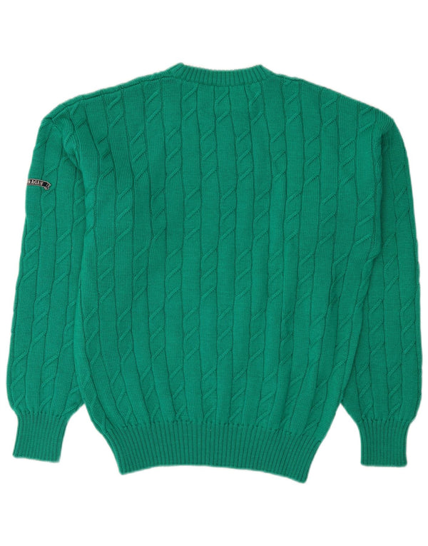 Ouragan Mens Crew Neck Jumper Sweater Small Green New Wool