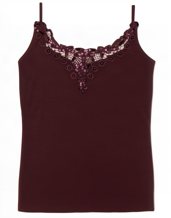 Vintage Dame Cami Top UK 4 XS Maroon Modal
