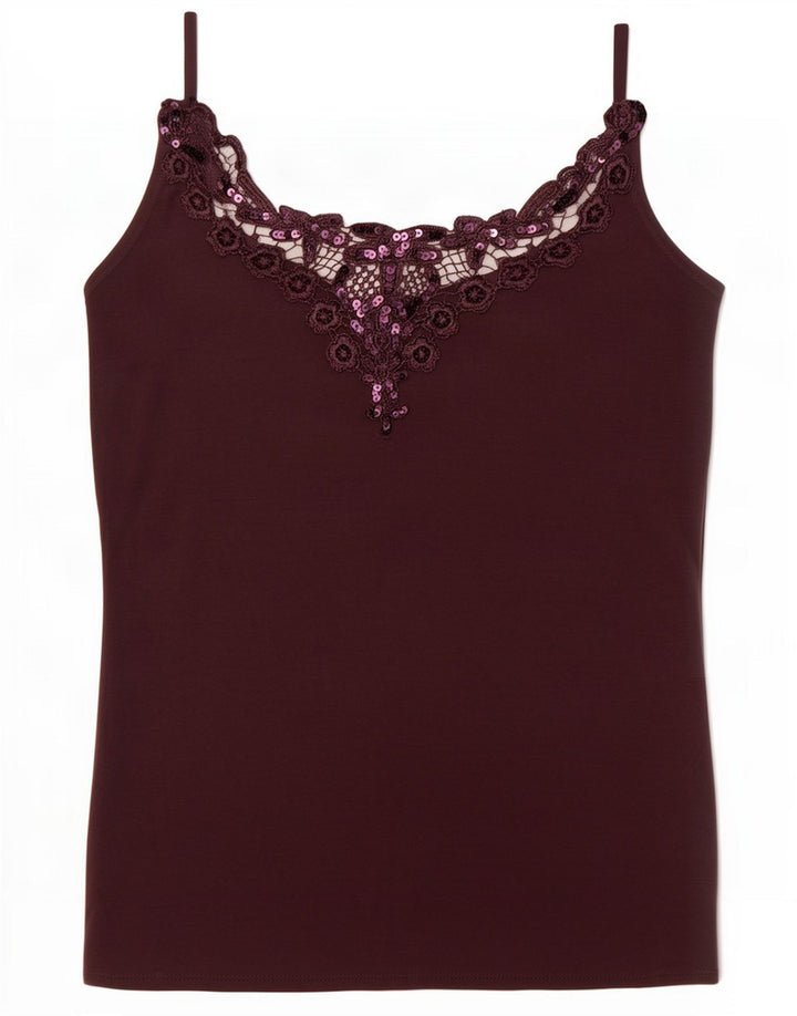 Vintage Dame Cami Top UK 4 XS Maroon Modal