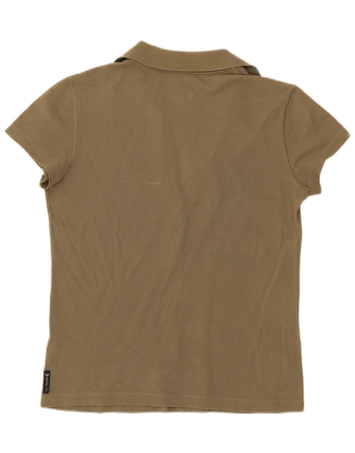 Armani Dame Polo Shirt UK 12 Medium Khaki Bomuld
