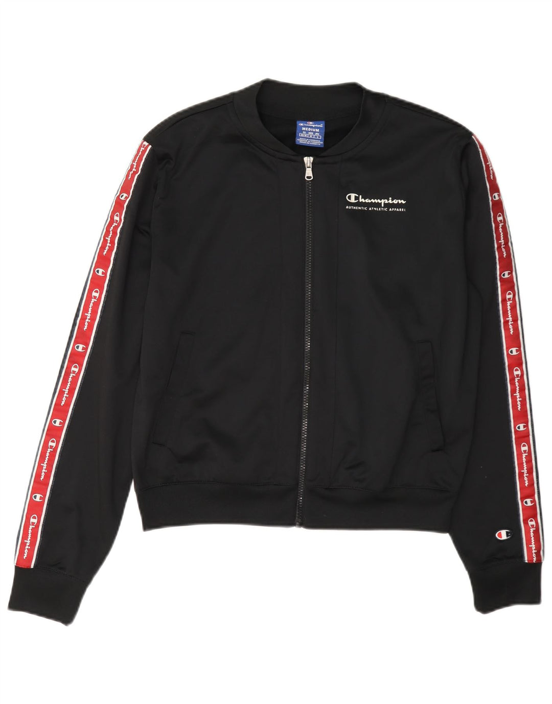 Champion Dame grafisk træningsdragt Topjakke UK 14 Medium Sort Colourblock