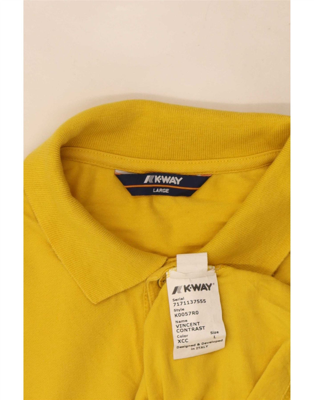 K-Way Polo Shirt til mænd Stor Gul Colourblock Bomuld