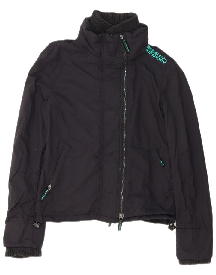 Superdry Graphic Windbreaker Jacket UK 10 Small Black Polyester
