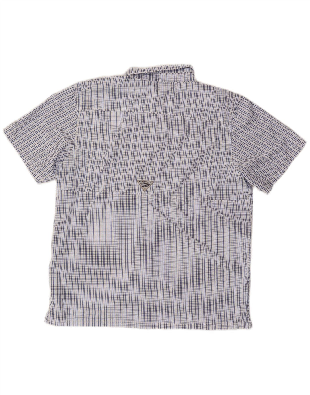 COLUMBIA Mens Short Sleeve Shirt Large Blue Check Polyester