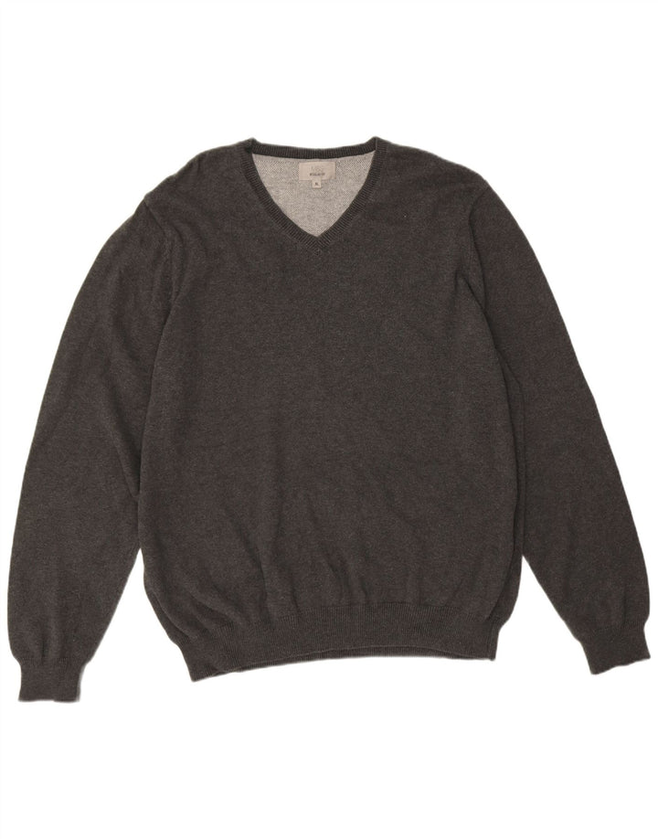Marks & Spencer Herre Regular Fit V-hals sweater XL Grå Bomuld