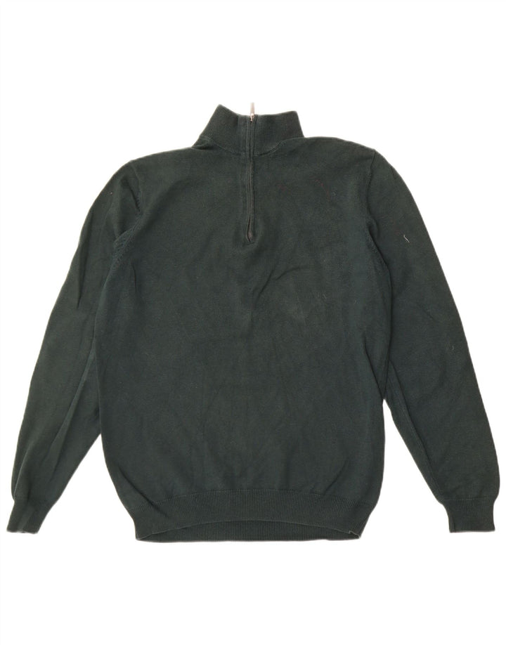 Massimo Dutti Herre Zip Neck Jumper Sweater Medium Grøn Bomuld