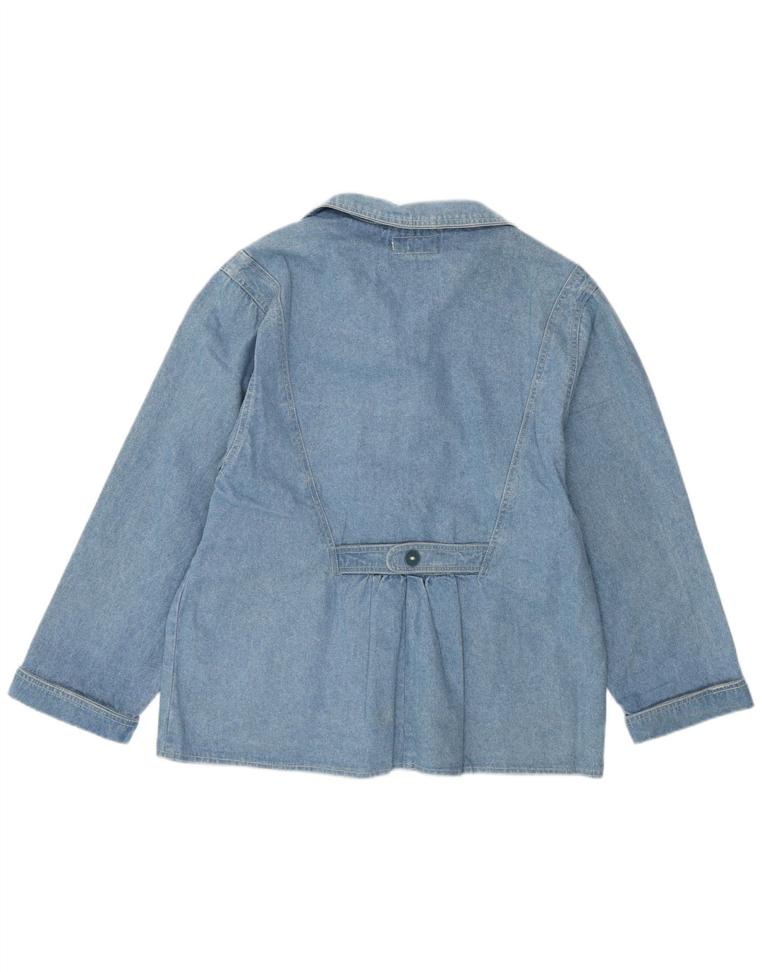 Vintage kvinders grafisk denimjakke UK 12 Medium Blue