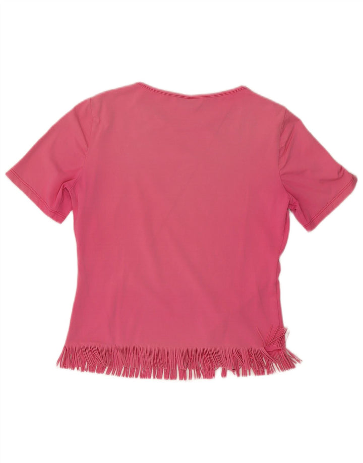 ROCCOBAROCCO Dame Crop T-Shirt Top UK 12 Medium Pink Syntetisk