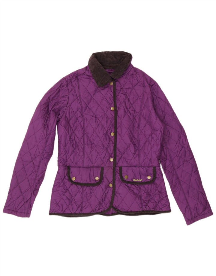 Barbour Quiltet jakke til kvinder UK 12 Medium Lilla Colourblock Polyester