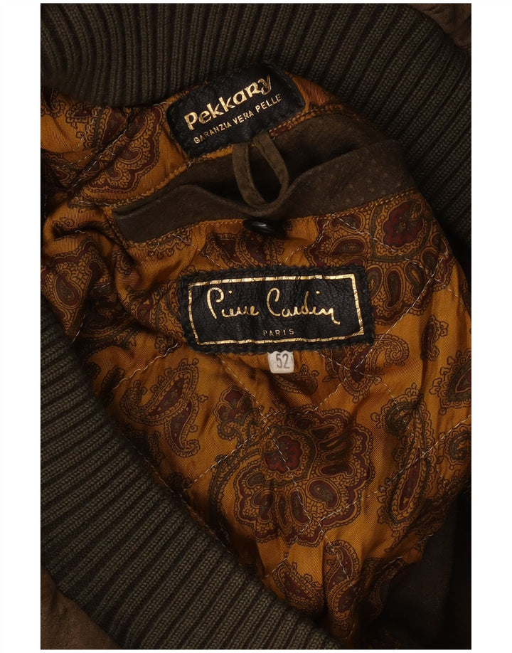 Pierre Cardin Bomberjakke i ruskind til mænd EU 52 XL Khaki Læder