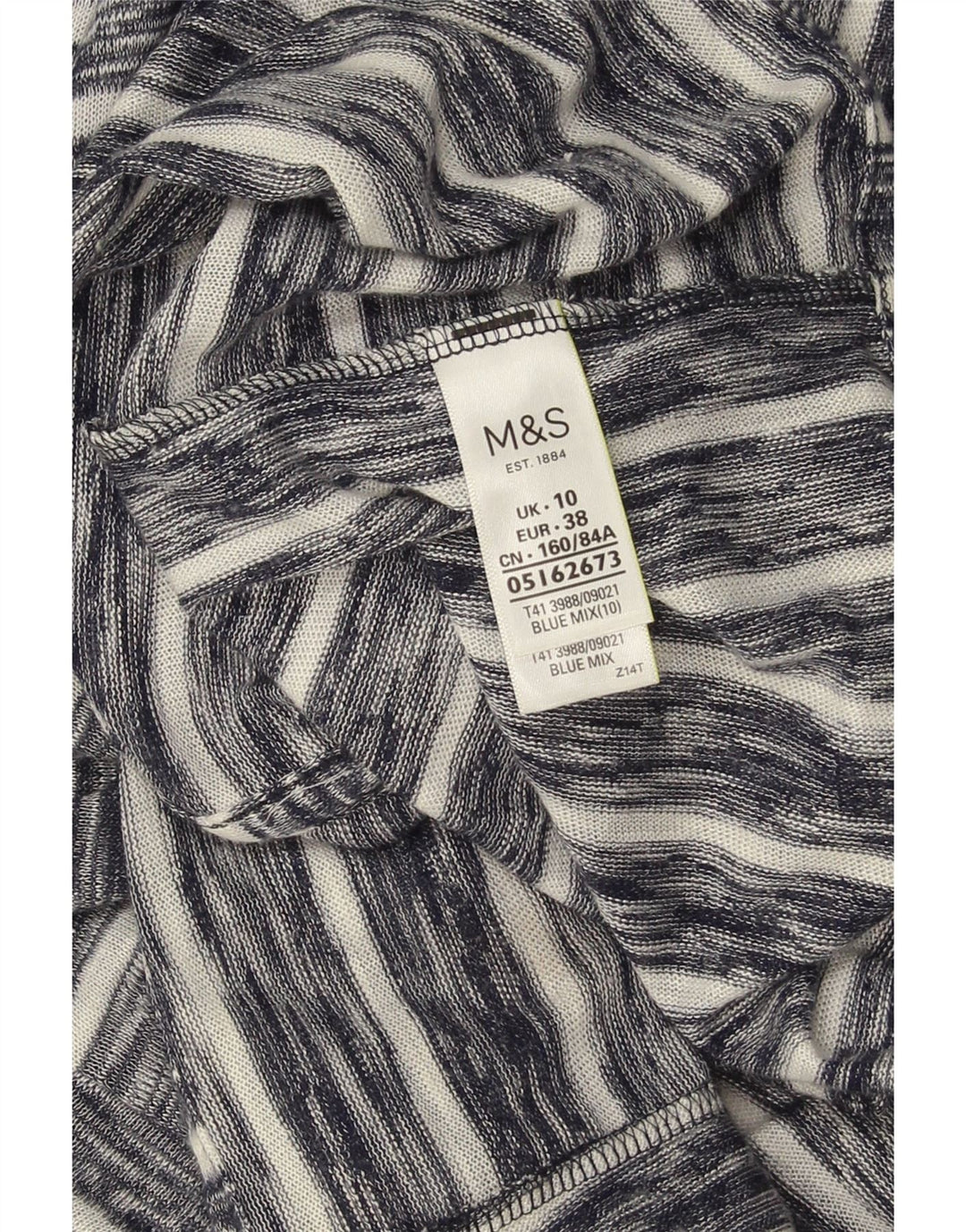 MARKS & SPENCER Womens V-Neck Jumper Sweater UK 10 Small Blue Striped Vintage Marks & Spencer and Second-Hand Marks & Spencer from Messina Hembry 