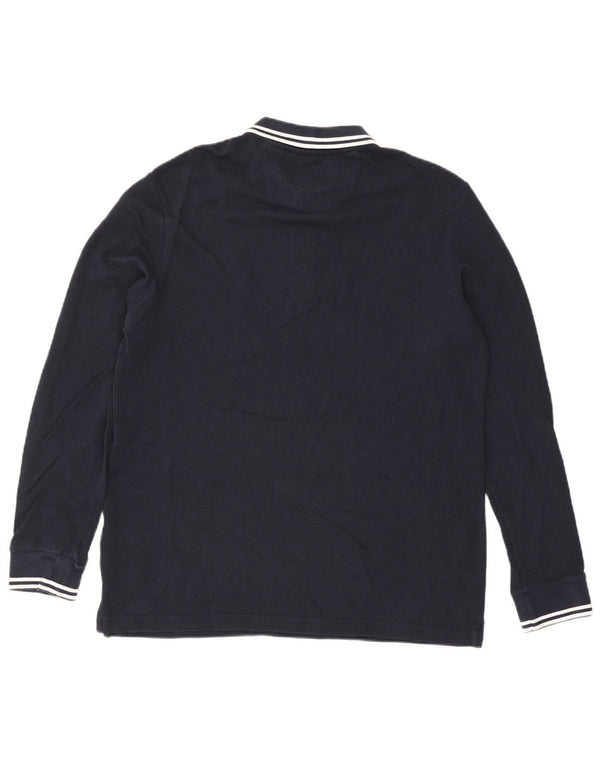 Lyle & Scott Langærmet herre poloshirt XL marineblå bomuld