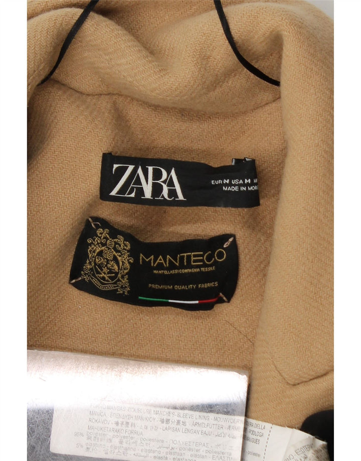 Zara Dame Dobbeltradet Frakke UK 14 Medium Beige Polyester