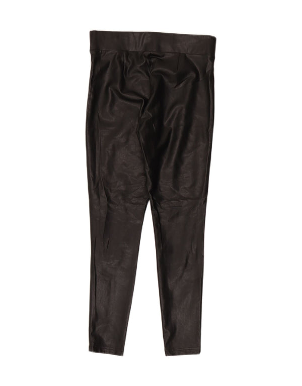 Marks & Spencer Dame imiteret læder Leggings UK 12 Medium Sort Polyester