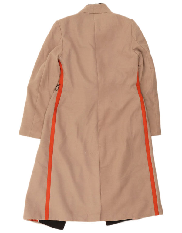 Marks & Spencer Womens Open Overcoat UK 8 Small Beige Colourblock Polyester
